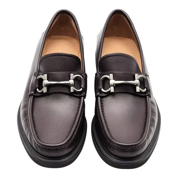 Salvatore Ferragamo Glasgow Calfskin Leather Loafers 7.5 EE US 8.5 Brown $950
